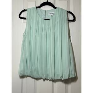 Calvin Klein Pleated Blouse S Mint Green Minimalist Balletcore Work Top
